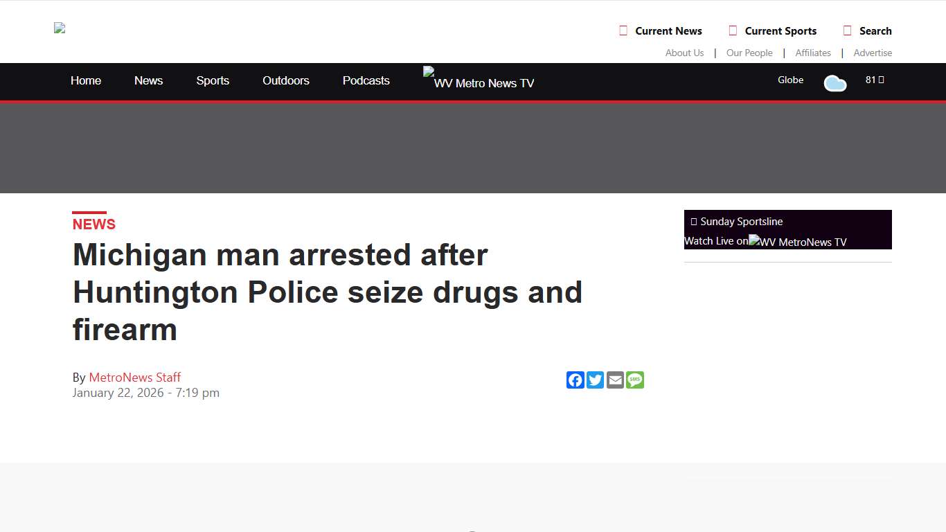 Michigan man arrested after Huntington Police seize drugs and firearm - WV MetroNews