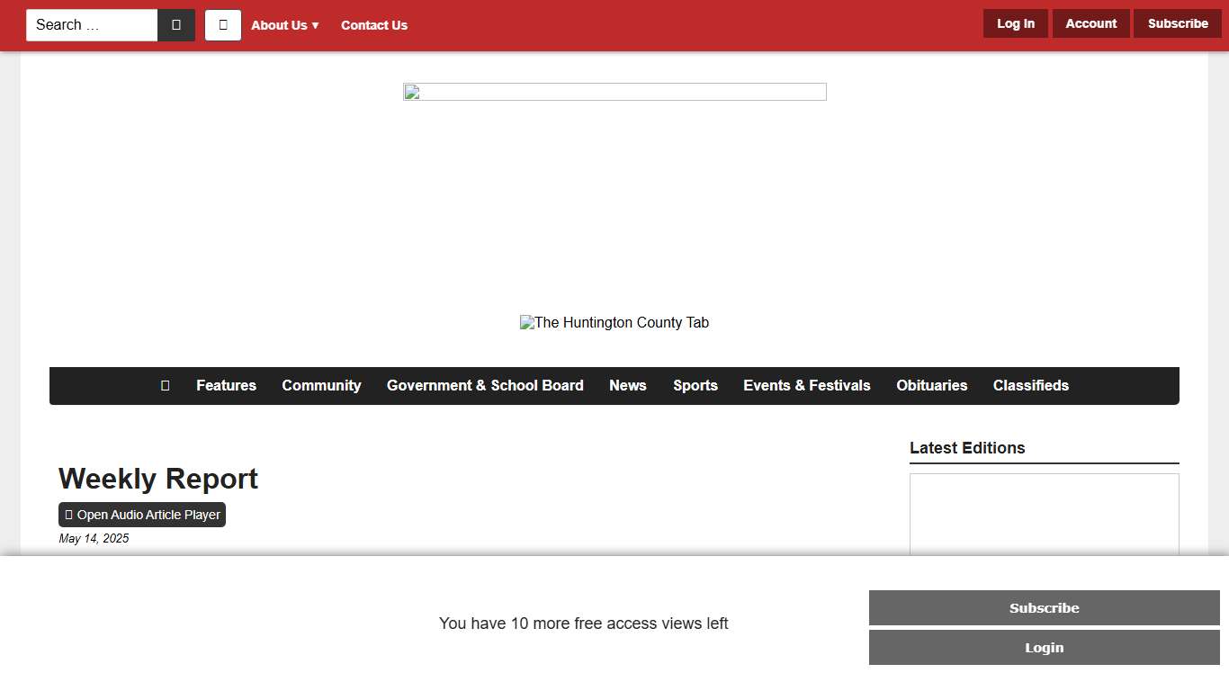 Weekly Report - The Huntington County Tab